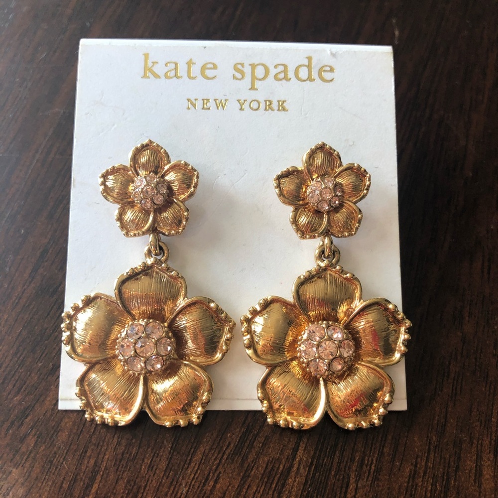 Kate Spade Gold Flower Drop Earrings